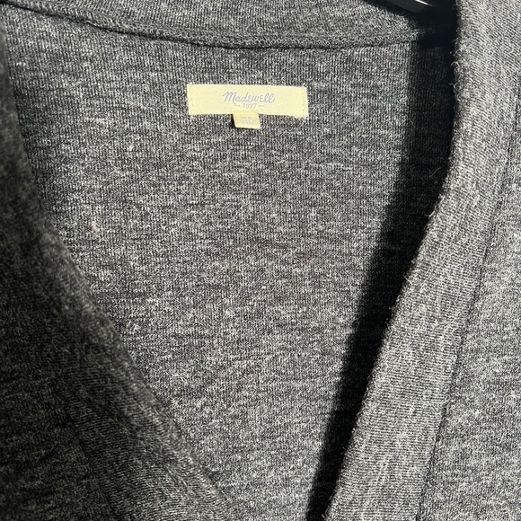 Madewell Low V Neck Sweater Charcoal Gray Boho Tunic Top - Picture 4 of 5